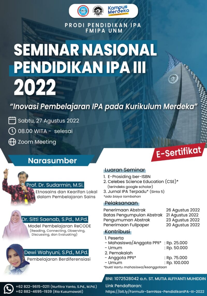 Prodi Pendidikan IPA FMIPA UNM Gelar Seminar Nasional Pendidikan IPA ...